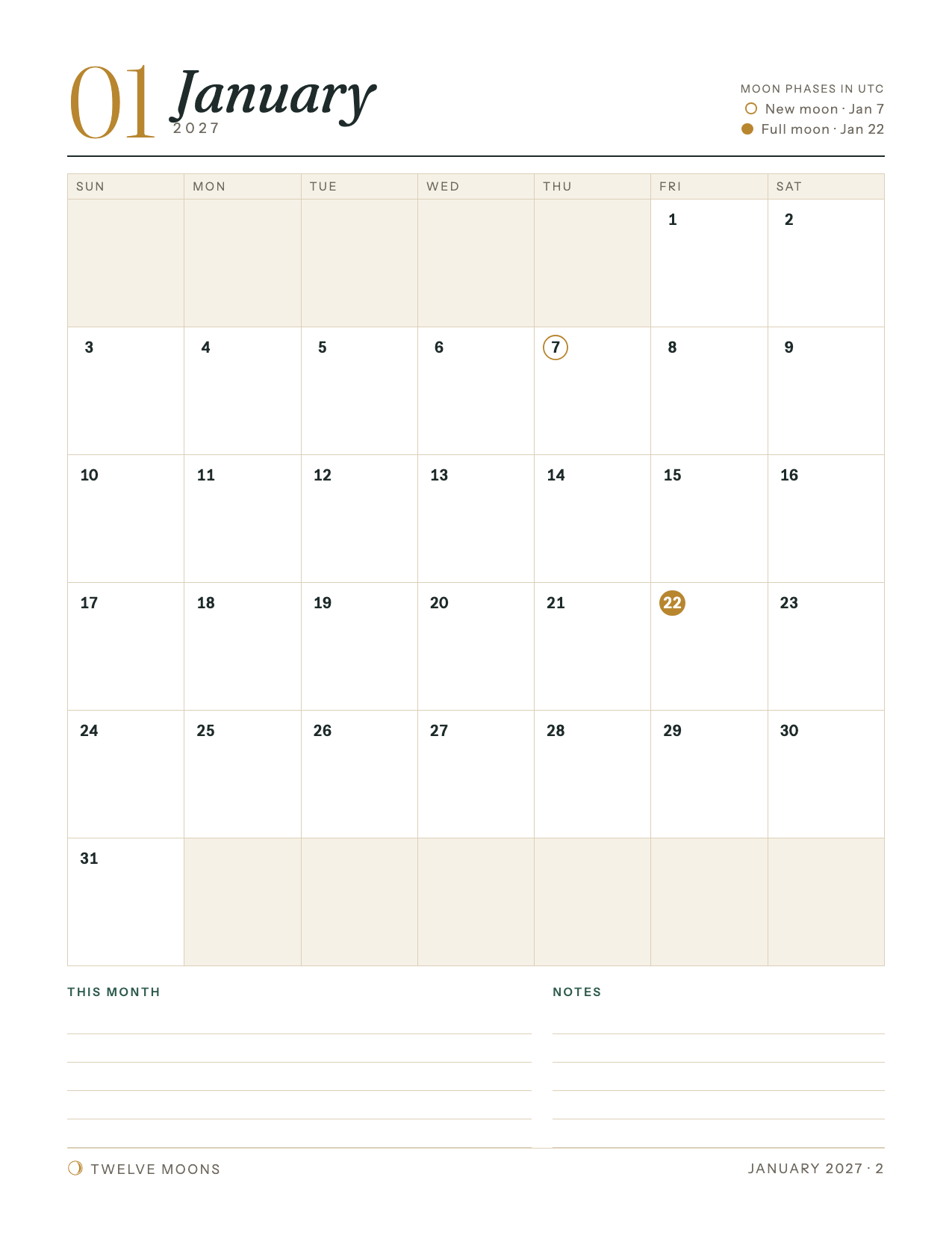 2027 Calendar (free printable): page preview 2 of 4